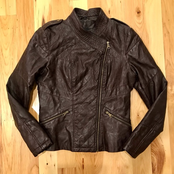 Guess Jackets & Coats Guess Vegan Leather Cropped Bomber Jacket